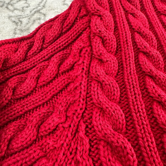 Ralph Lauren Red Cable Knit Crest Sweater - Picture 5 of 6